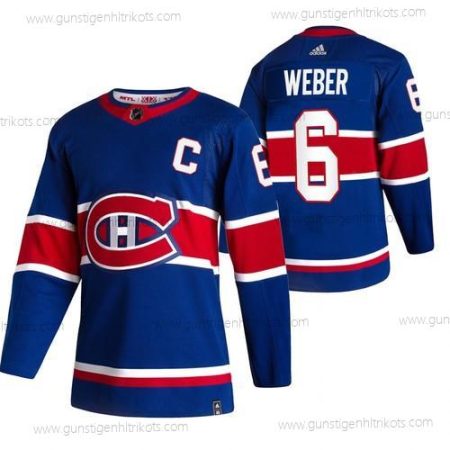 Adidas Herren Montreal Canadiens #6 Shea Weber 2020-21 Rückseite Retro ersatzweise NHL Trikots – Blau