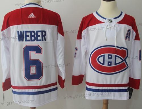 Adidas Herren Montreal Canadiens #6 Shea Weber Road Authentisch Strickerei NHL Trikots – Weiß