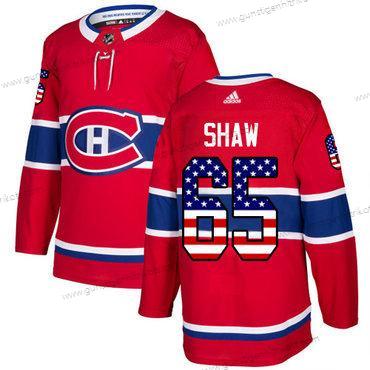 Adidas Herren Montreal Canadiens #65 Andrew Shaw Heimtrikots Authentisch USA Flag Strickerei NHL Trikots – Rot