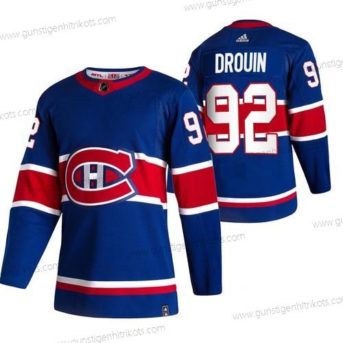 Adidas Herren Montreal Canadiens #92 Jonathan Drouin 2020-21 Rückseite Retro ersatzweise NHL Trikots – Blau