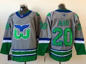 Adidas Herren NHL Hartford Whalers #20 Aho 2021 Rückseite Retro ersatzweise Trikots – Grau