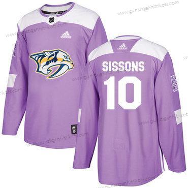 Adidas Herren Nashville Predators #10 Colton Sissons Authentisch Bekämpft Krebs Strickerei NHL Trikots – Lila