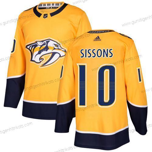 Adidas Herren Nashville Predators #10 Colton Sissons Heimtrikots Authentisch Strickerei NHL Trikots – Gelb