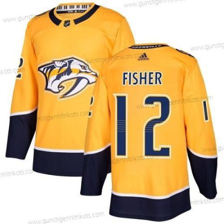 Adidas Herren Nashville Predators #12 Mike Fisher Heimtrikots Authentisch Strickerei NHL Trikots – Gelb