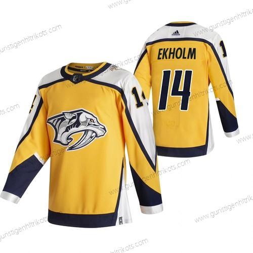 Adidas Herren Nashville Predators #14 Mattias Ekholm 2020-21 Rückseite Retro ersatzweise NHL Trikots – Gelb