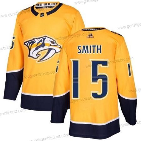 Adidas Herren Nashville Predators #15 Craig Smith Heimtrikots Authentisch Strickerei NHL Trikots – Gelb