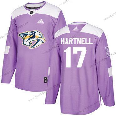 Adidas Herren Nashville Predators #17 Scott Hartnell Authentisch Bekämpft Krebs Strickerei NHL Trikots – Lila