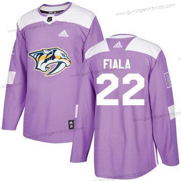 Adidas Herren Nashville Predators #22 Kevin Fiala Authentisch Bekämpft Krebs Strickerei NHL Trikots – Lila