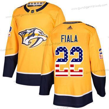 Adidas Herren Nashville Predators #22 Kevin Fiala Heimtrikots Authentisch USA Flag Strickerei NHL Trikots – Gelb