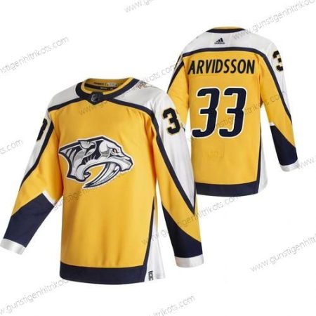 Adidas Herren Nashville Predators #33 Viktor Arvidsson 2020-21 Rückseite Retro ersatzweise NHL Trikots – Gelb