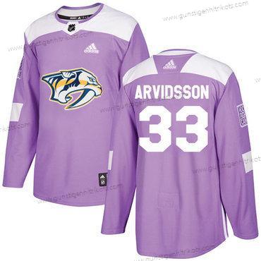 Adidas Herren Nashville Predators #33 Viktor Arvidsson Authentisch Bekämpft Krebs Strickerei NHL Trikots – Lila