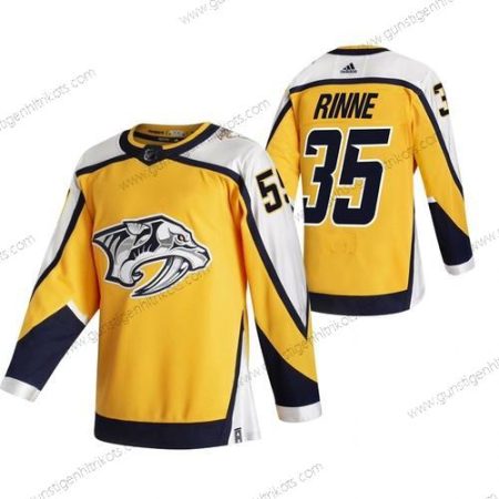 Adidas Herren Nashville Predators #35 Pekka Rinne 2020-21 Rückseite Retro ersatzweise NHL Trikots – Gelb