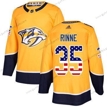 Adidas Herren Nashville Predators #35 Pekka Rinne Heimtrikots Authentisch USA Flag Strickerei NHL Trikots – Gelb