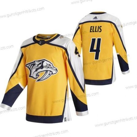 Adidas Herren Nashville Predators #4 Ryan Ellis 2020-21 Rückseite Retro ersatzweise NHL Trikots – Gelb