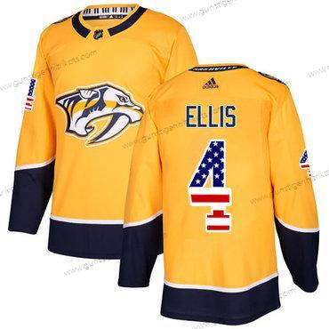 Adidas Herren Nashville Predators #4 Ryan Ellis Heimtrikots Authentisch USA Flag Strickerei NHL Trikots – Gelb