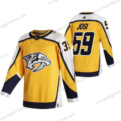 Adidas Herren Nashville Predators #59 Roman Josi 2020-21 Rückseite Retro ersatzweise NHL Trikots – Gelb