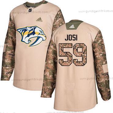 Adidas Herren Nashville Predators #59 Roman Josi Authentisch 2017 Veterans Day Strickerei NHL Trikots – Tarnfarbe