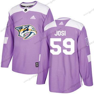 Adidas Herren Nashville Predators #59 Roman Josi Authentisch Bekämpft Krebs Strickerei NHL Trikots – Lila