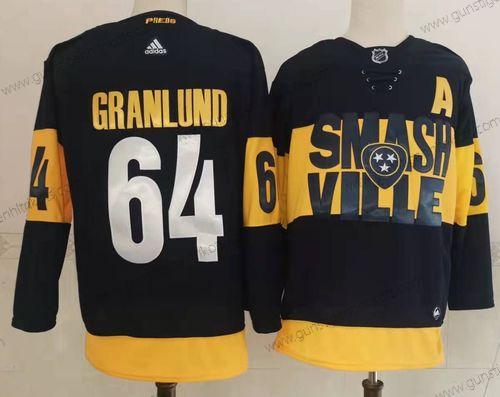 Adidas Herren Nashville Predators #64 Mikael Granlund 2022 Stadium Series Strickerei NHL Trikots – Schwarz