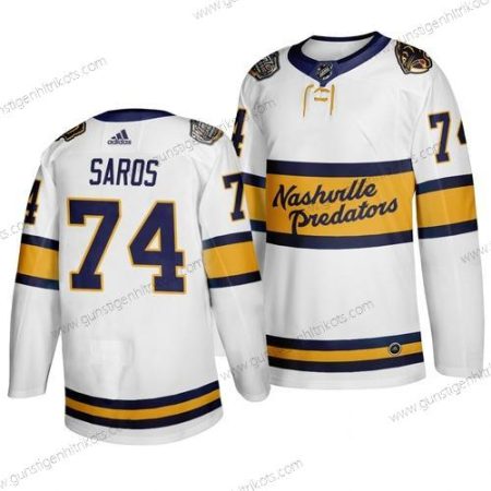 Adidas Herren Nashville Predators 74 Juuse Saros 2020 Winter Klassisch Trikots – Weiß