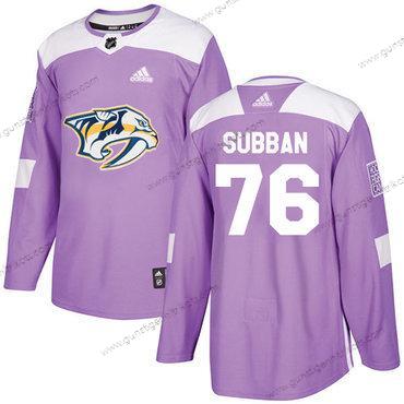 Adidas Herren Nashville Predators #76 P.K Subban Authentisch Bekämpft Krebs Strickerei NHL Trikots – Lila