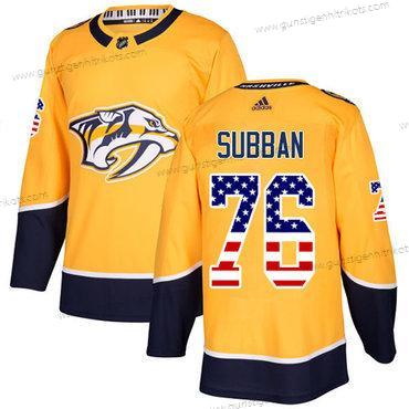 Adidas Herren Nashville Predators #76 P.K Subban Heimtrikots Authentisch USA Flag Strickerei NHL Trikots – Gelb