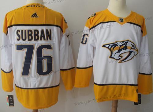 Adidas Herren Nashville Predators #76 P.K Subban Road Authentisch Strickerei NHL Trikots – Weiß