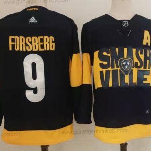 Adidas Herren Nashville Predators #9 Filip Forsberg 2022 Stadium Series Strickerei NHL Trikots – Schwarz