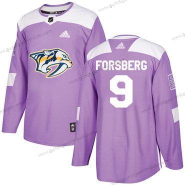 Adidas Herren Nashville Predators #9 Filip Forsberg Authentisch Bekämpft Krebs Strickerei NHL Trikots – Lila