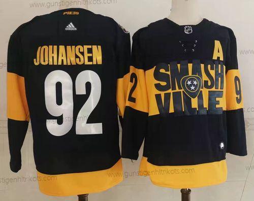 Adidas Herren Nashville Predators #92 Ryan Johansen 2022 Stadium Series Strickerei NHL Trikots – Schwarz