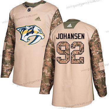 Adidas Herren Nashville Predators #92 Ryan Johansen Authentisch 2017 Veterans Day Strickerei NHL Trikots – Tarnfarbe