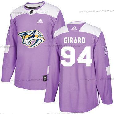 Adidas Herren Nashville Predators #94 Samuel Girard Authentisch Bekämpft Krebs Strickerei NHL Trikots – Lila