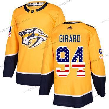 Adidas Herren Nashville Predators #94 Samuel Girard Heimtrikots Authentisch USA Flag Strickerei NHL Trikots – Gelb