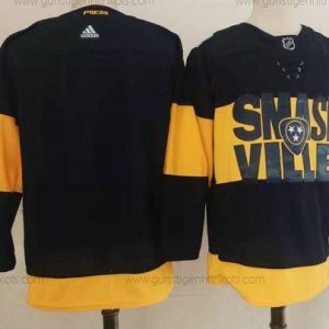 Adidas Herren Nashville Predators Leer 2022 Stadium Series Strickerei NHL Trikots – Schwarz