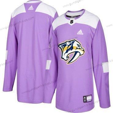 Adidas Herren Nashville Predators Personalisiertes Hockey Bekämpft Krebs Praxis Trikots – Lila Rosa