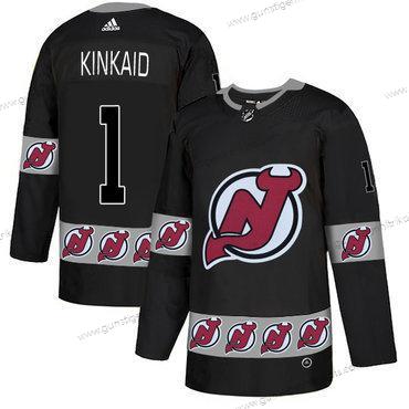 Adidas Herren New Jersey Devils #1 Keith Kinkaid Team Logos Trikots – Schwarz