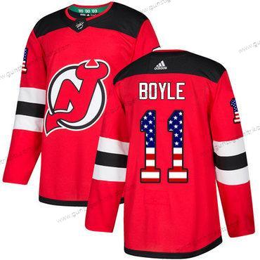 Adidas Herren New Jersey Devils #11 Brian Boyle Heimtrikots Authentisch USA Flag Strickerei NHL Trikots – Rot