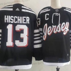 Adidas Herren New Jersey Devils #13 Nico Hischier 2021-22 ersatzweise Primegreen Authentisch Pro Spieler Ausweichtrikot Trikots – Schwarz