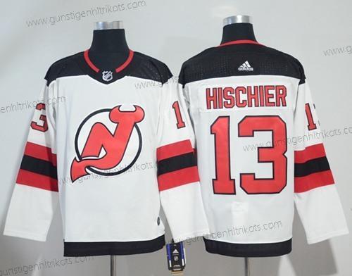 Adidas Herren New Jersey Devils #13 Nico Hischier Road Authentisch Strickerei NHL Trikots – Weiß