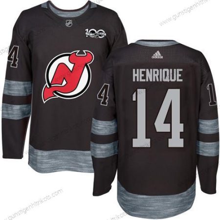 Adidas Herren New Jersey Devils #14 Adam Henrique 1917-2017 100th Jahrestag Strickerei NHL Trikots – Schwarz