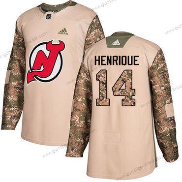 Adidas Herren New Jersey Devils #14 Adam Henrique Authentisch 2017 Veterans Day Strickerei NHL Trikots – Tarnfarbe