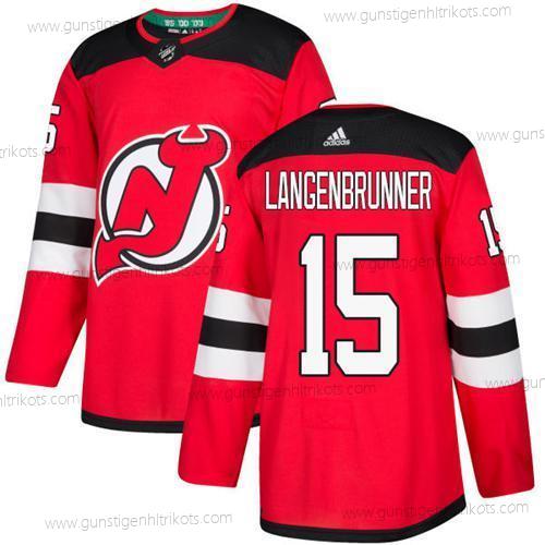 Adidas Herren New Jersey Devils #15 Langenbrunner Heimtrikots Authentisch Strickerei NHL Trikots – Rot