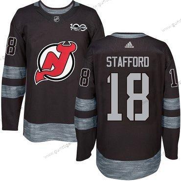 Adidas Herren New Jersey Devils #18 Drew Stafford 1917-2017 100th Jahrestag Strickerei NHL Trikots – Schwarz