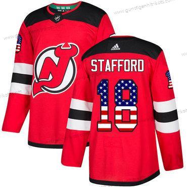 Adidas Herren New Jersey Devils #18 Drew Stafford Heimtrikots Authentisch USA Flag Strickerei NHL Trikots – Rot