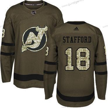 Adidas Herren New Jersey Devils #18 Drew Stafford Salute to Service Strickerei NHL Trikots – Grün