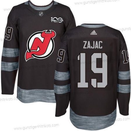 Adidas Herren New Jersey Devils #19 Travis Zajac 1917-2017 100th Jahrestag Strickerei NHL Trikots – Schwarz