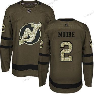 Adidas Herren New Jersey Devils #2 John Moore Salute to Service Strickerei NHL Trikots – Grün