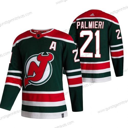 Adidas Herren New Jersey Devils #21 Kyle Palmieri 2020-21 Rückseite Retro ersatzweise NHL Trikots – Grün