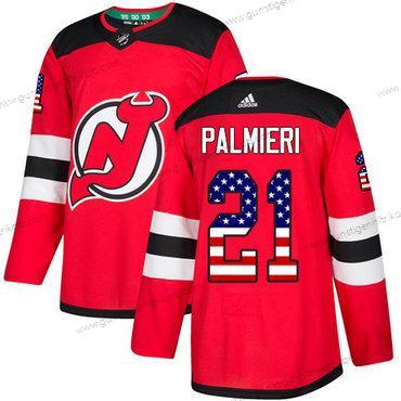 Adidas Herren New Jersey Devils #21 Kyle Palmieri Heimtrikots Authentisch USA Flag Strickerei NHL Trikots – Rot