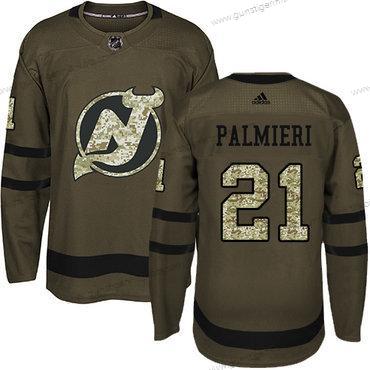 Adidas Herren New Jersey Devils #21 Kyle Palmieri Salute to Service Strickerei NHL Trikots – Grün